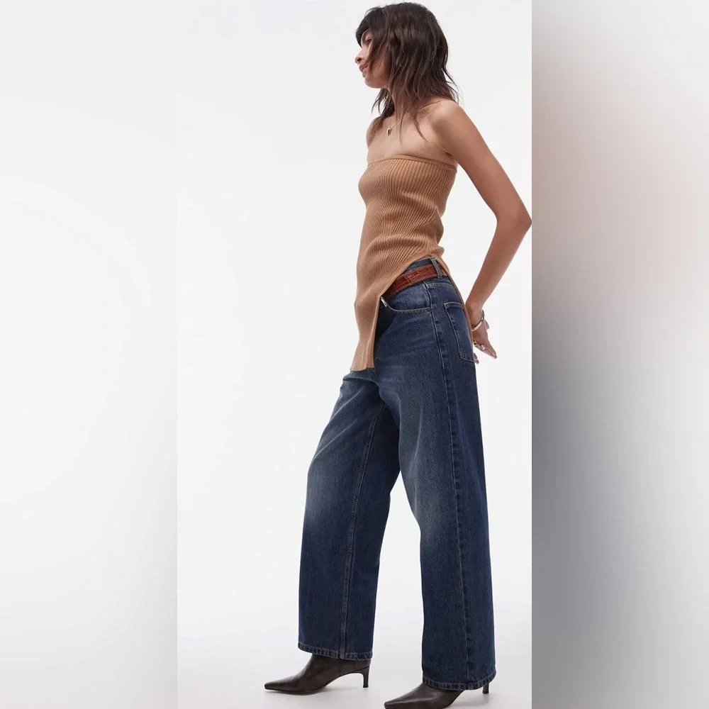 NWT [TopShop] Ribbed Sweater Strapless Convertible Top/Skirt in Camal Women’s S - Picture 5 of 13